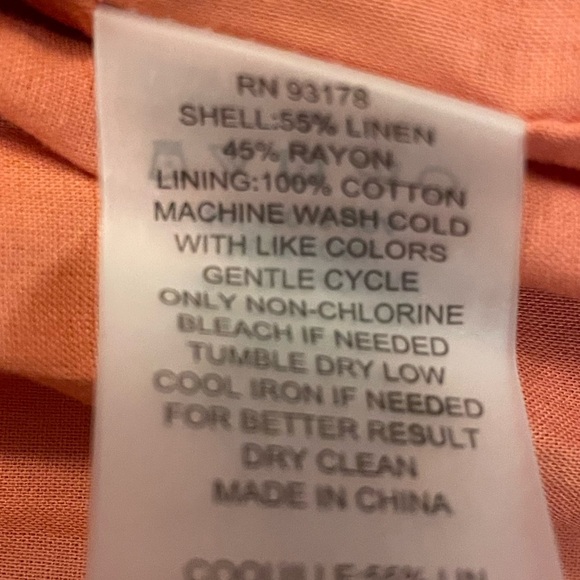 NWOT Elie Tahari Linen Blend Johnny Collar
Eyelet Trim Dress Sunrise Orange Sz M - Picture 10 of 11